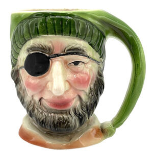 Toby Style Character Seafaring One Eye Pirate Mug Cup w/ Elf Hat Handle